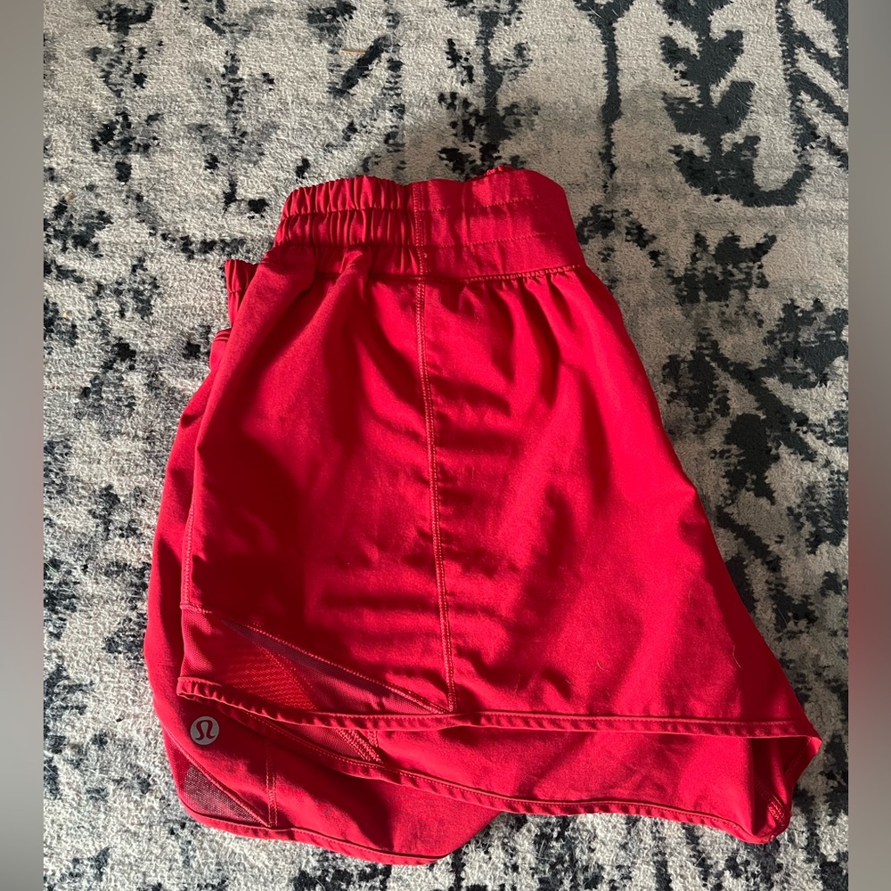 Red Lululemon shorts